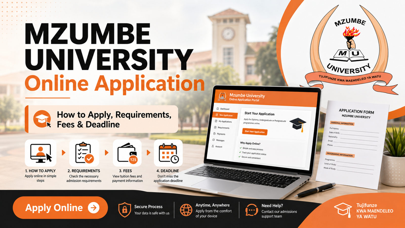 Mzumbe University Online Application : How to Apply, Requirements, Fees & Deadline